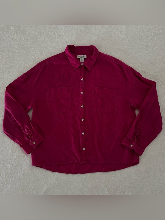 Rachel Zoe Tops - Rachel Zoe Women's Large
Magenta Pink 100% Linen
Boxy Button Down Shirt
Summer